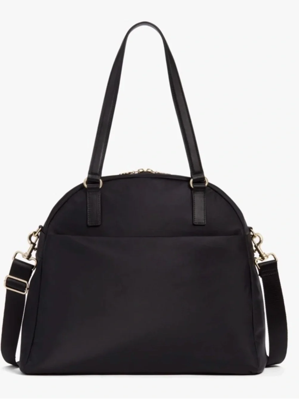 Lo and Sons Black OG Laptop Tote with Gold Accents and Lavender Interior